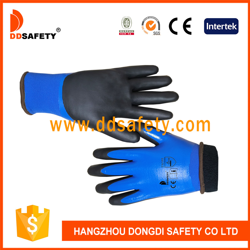 Blue polyester and Black nitrile gloves-DNN922